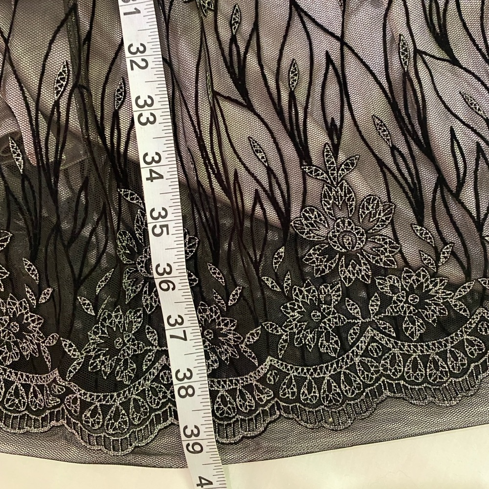 VINTAGE Kathy Roberts Black/Gray Embroidered Floral Tulle Metallic Party Dress 6 - Picture 11 of 11